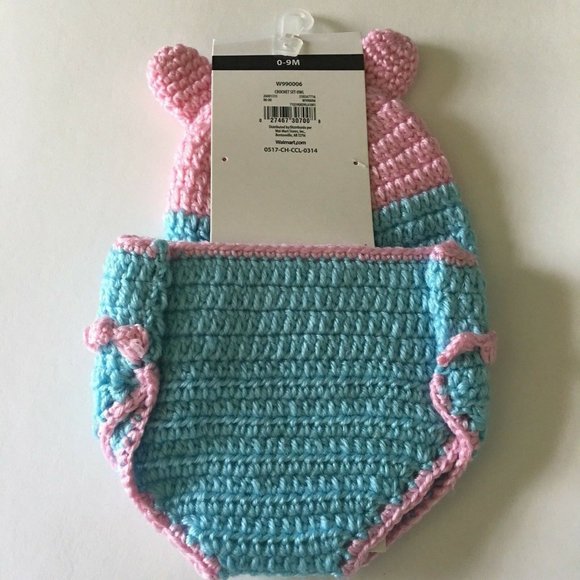 Hand Crocheted Hat And Diaper Cover Owl Sz 0-9 Months Infant Baby Photo New - Picture 3 of 12